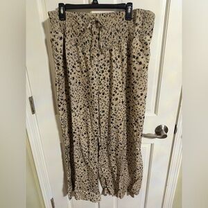 Beige Floral Straight Leg Pants